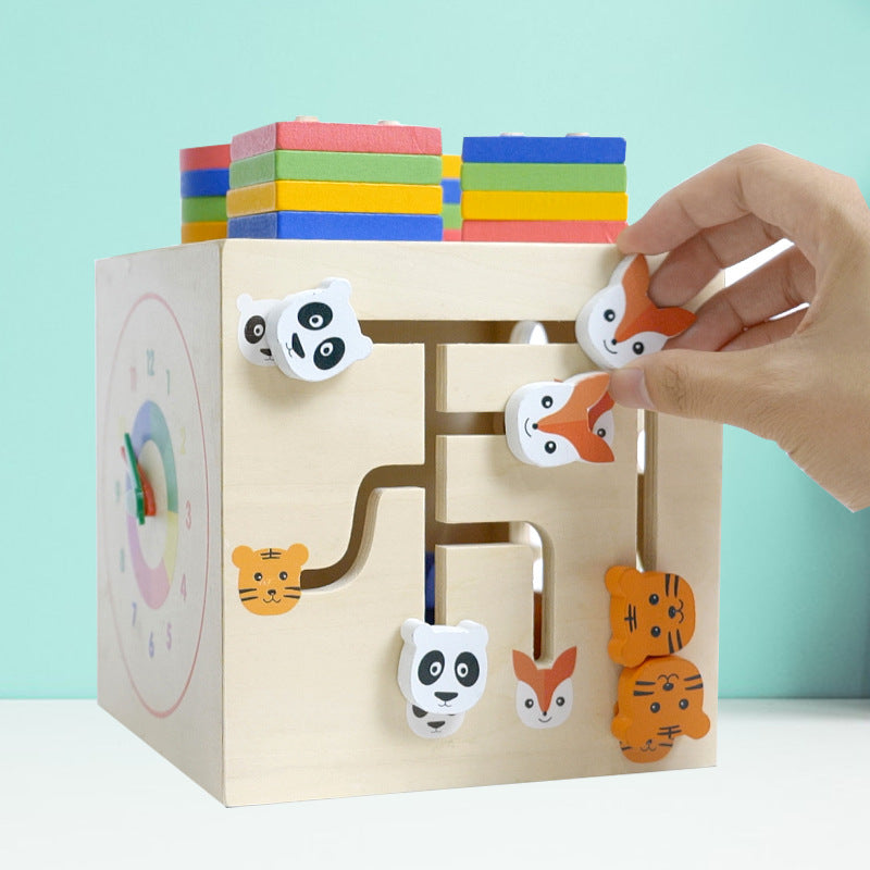 Wooden Multifunctional Shape Sorting Activity Cube