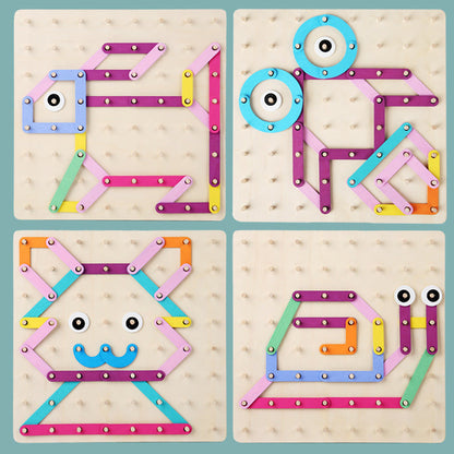 Wooden Pattern Pegboard Set