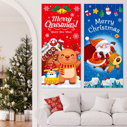 Santa Claus Christmas Hanging Fabric Banner