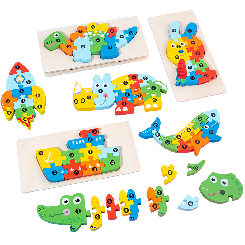 Wooden Animal Number Puzzle
