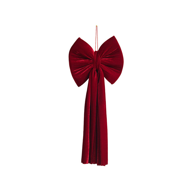 Large Burgundy Flocked Christmas Bow Ornament