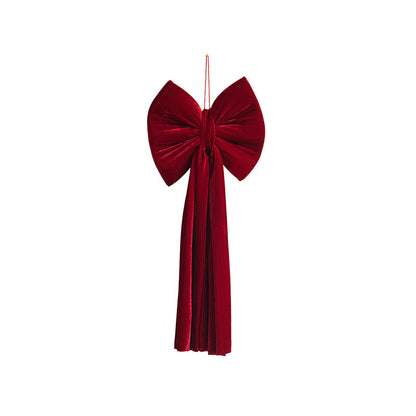 Large Burgundy Flocked Christmas Bow Ornament