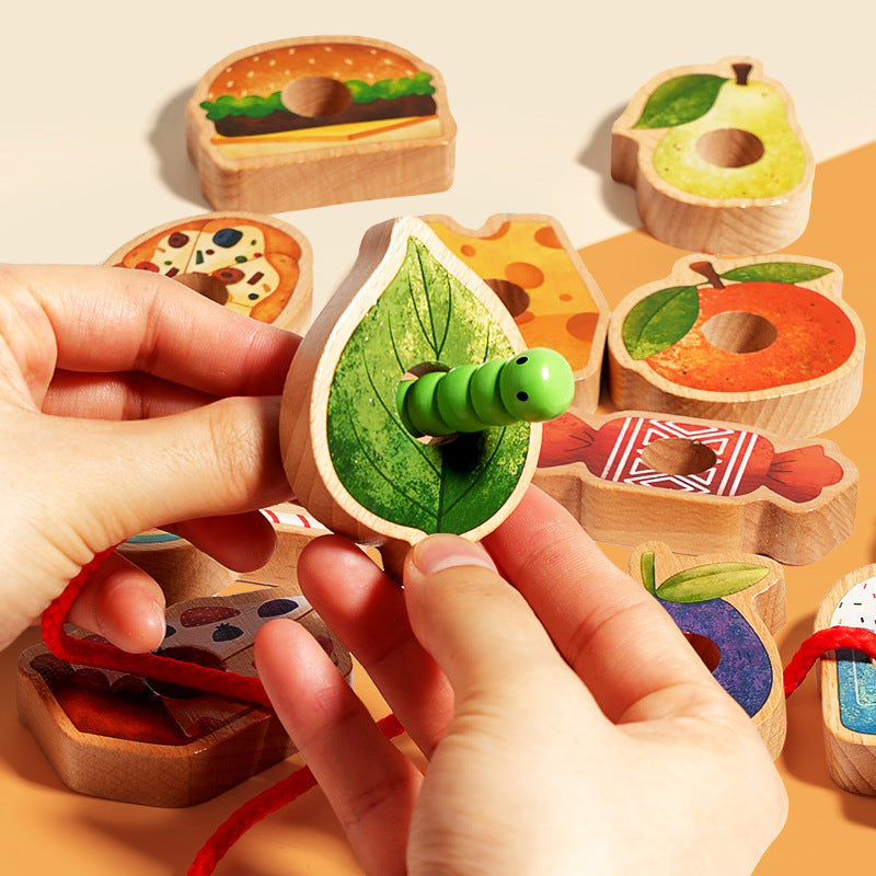 Wooden Caterpillar Lacing Game