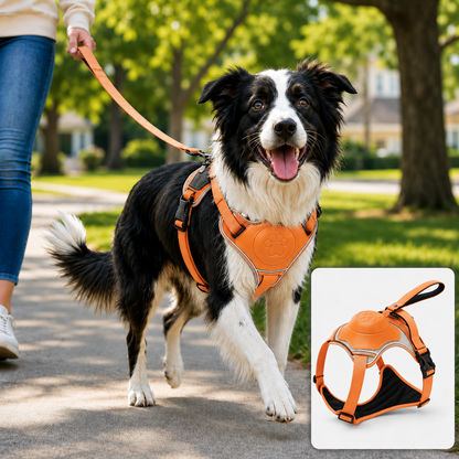 No-Pull Reflective Dog Harness with Built-In Retractable Leash for Safer Daily Walks