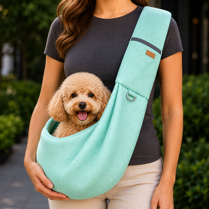 Crossbody Pet Sling Carrier for Small Dogs & Cats - Breathable Hands-Free Travel Bag for Walks, Errands & Vet Visits