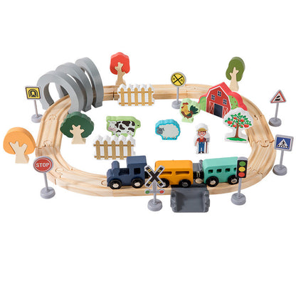 Wooden Electric Train Track Set
