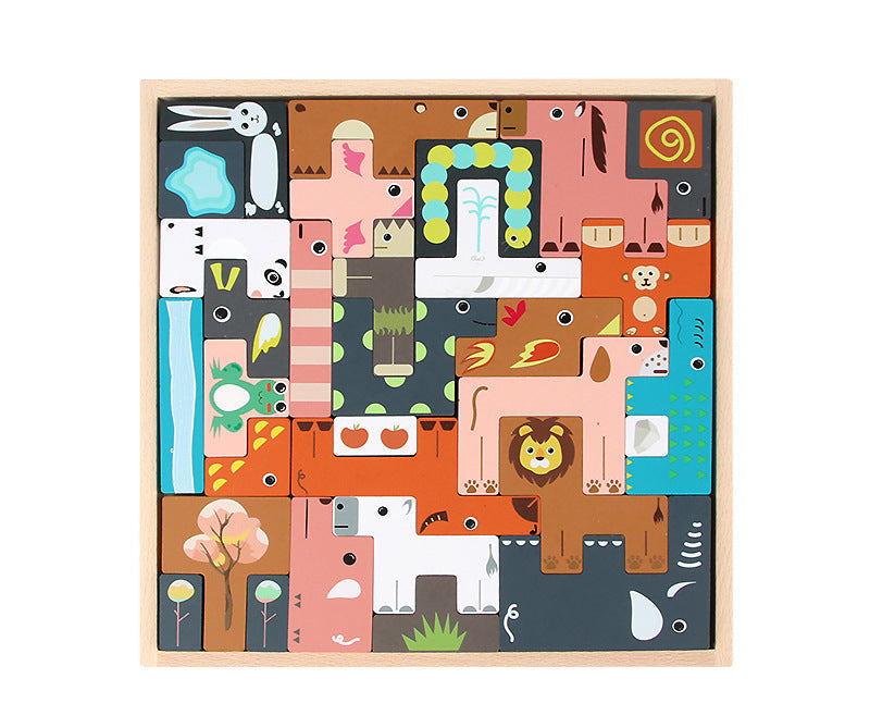 Wooden Vehicle Tetris Puzzle Blocks