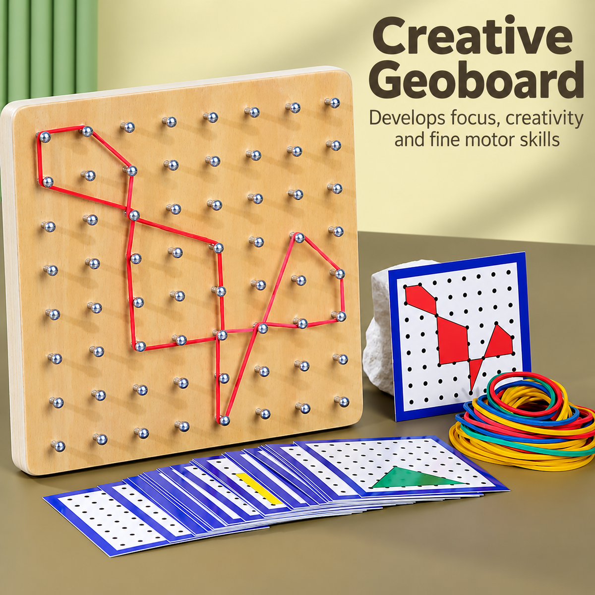 Wooden Geoboard Activity Set