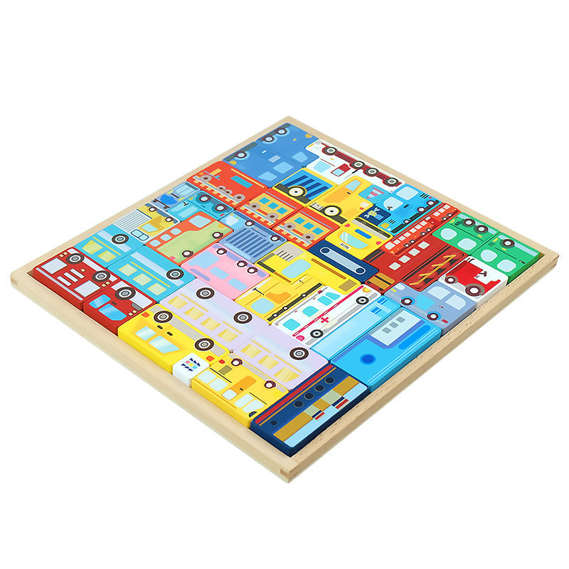 Wooden Vehicle Tetris Puzzle Blocks