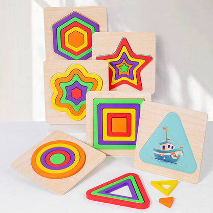 Montessori Wooden 3D Geometric Shape Puzzle