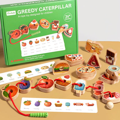 Wooden Caterpillar Lacing Game