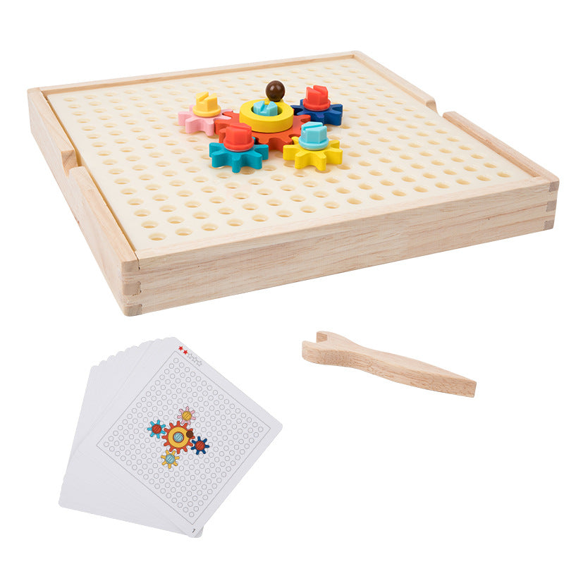 Wooden Gear Pegboard Puzzle