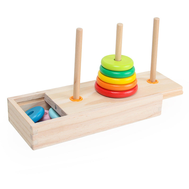 Wooden Rainbow Stacking Rings Toy