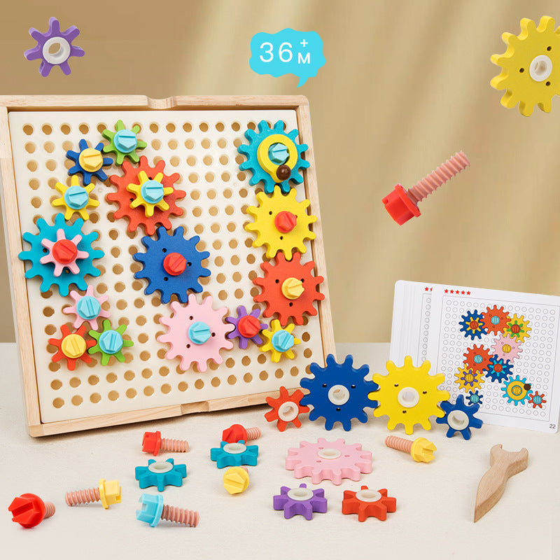 Wooden Gear Pegboard Puzzle