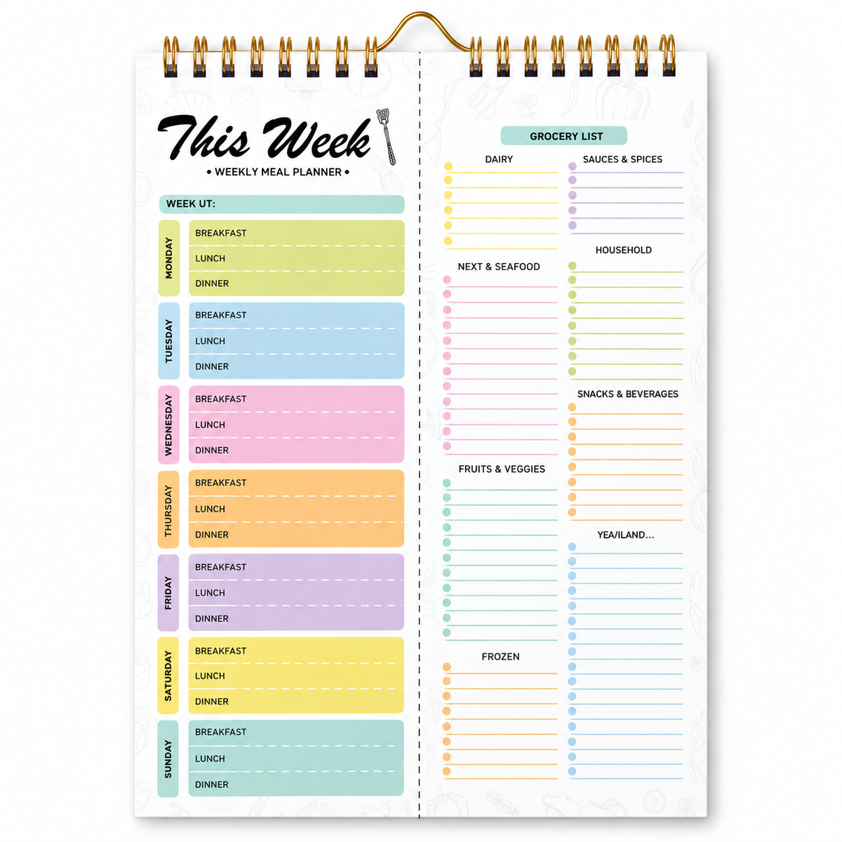 Magnetic Weekly Meal Planner & Tear Off Pages