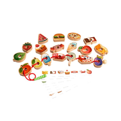Wooden Caterpillar Lacing Game
