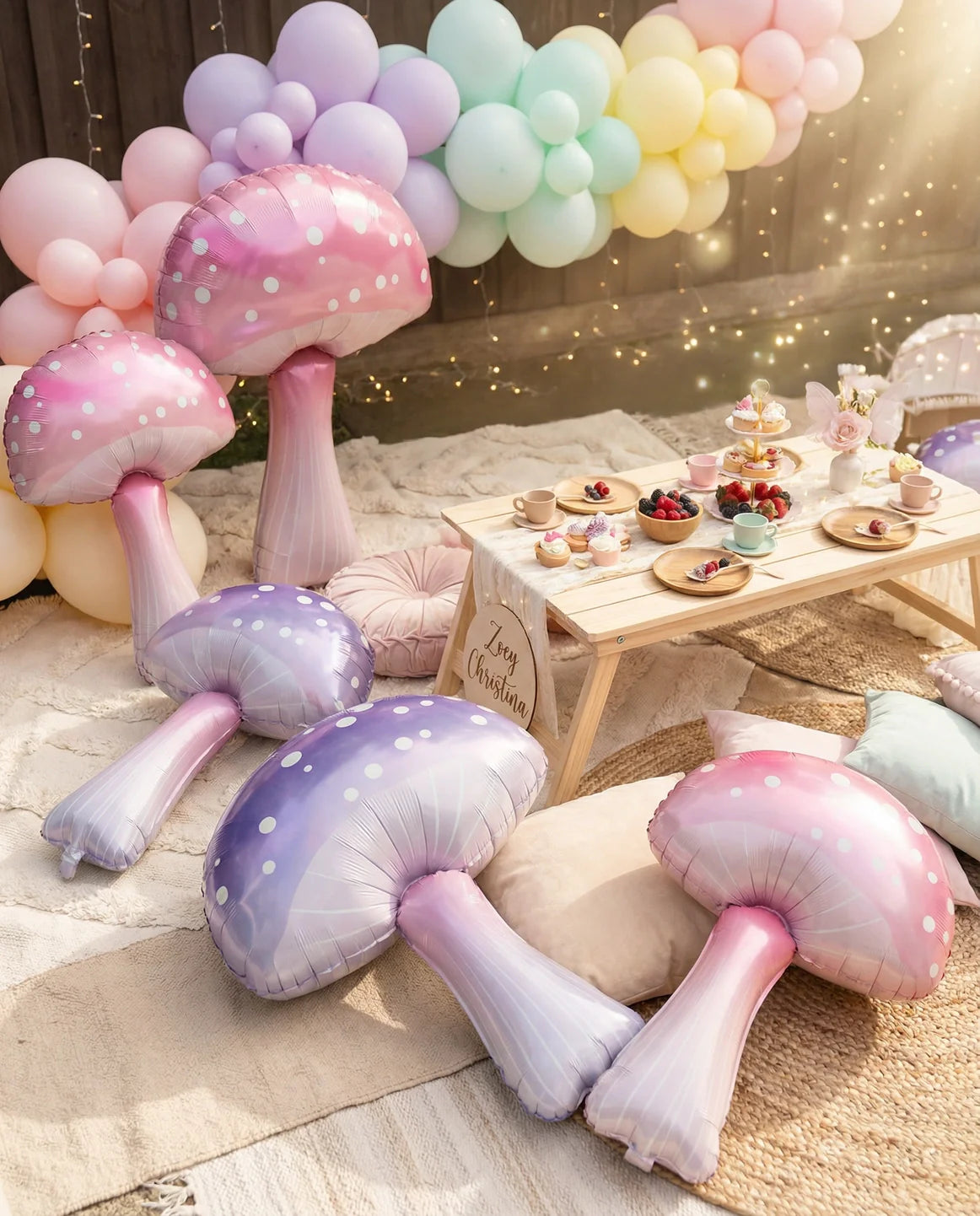 Pastel Mushroom Foil Balloon, 36 x 23 in Event Decor