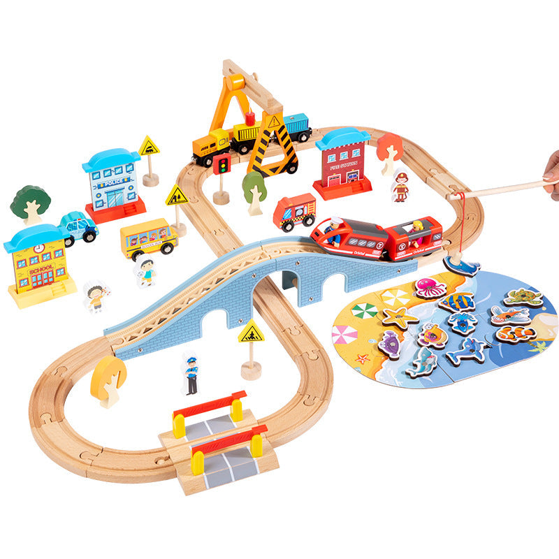 Wooden Electric Train Track Set