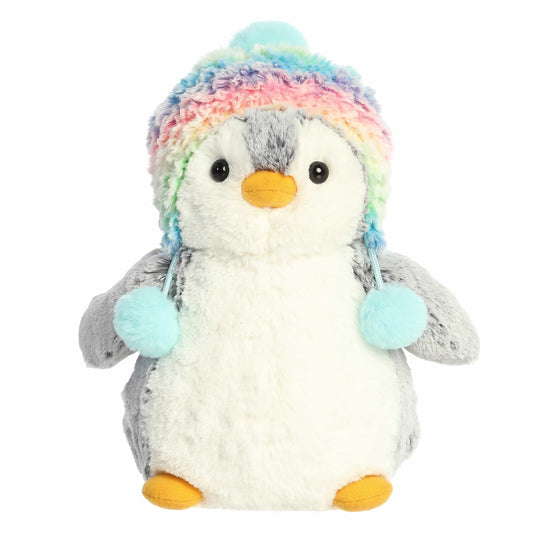 '- PomPom Penguin - 9" Pompom Rainbow Beanie