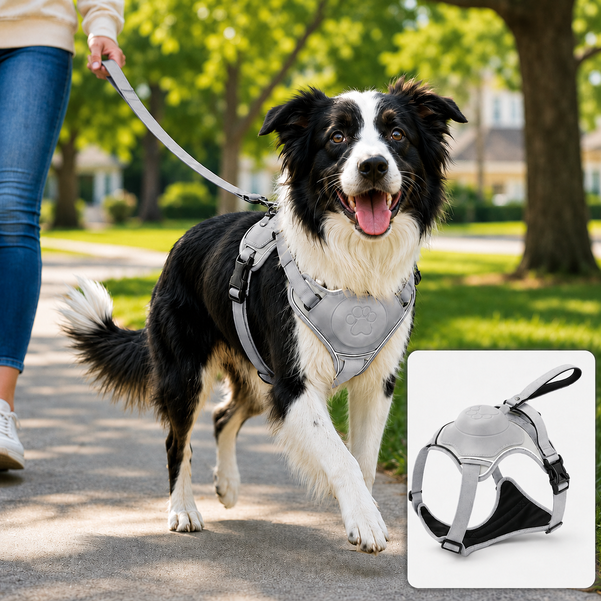 No-Pull Reflective Dog Harness with Built-In Retractable Leash for Safer Daily Walks