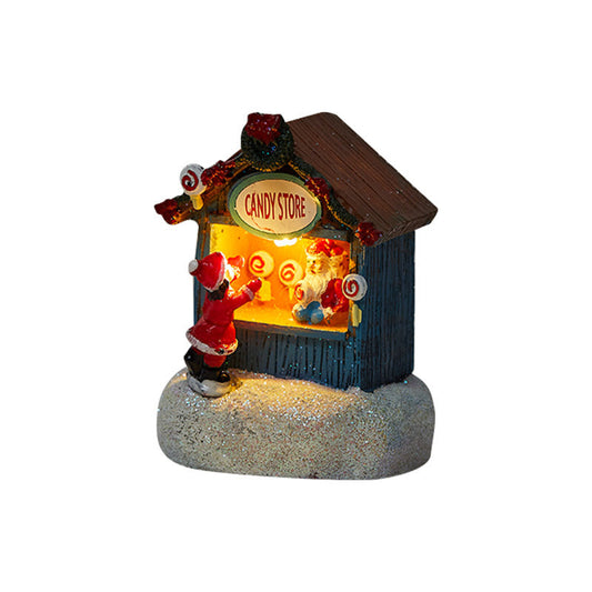 Light-Up Resin Santa Shop Christmas House Ornament