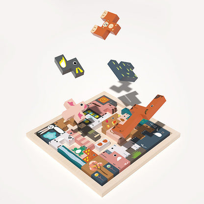 Wooden Vehicle Tetris Puzzle Blocks