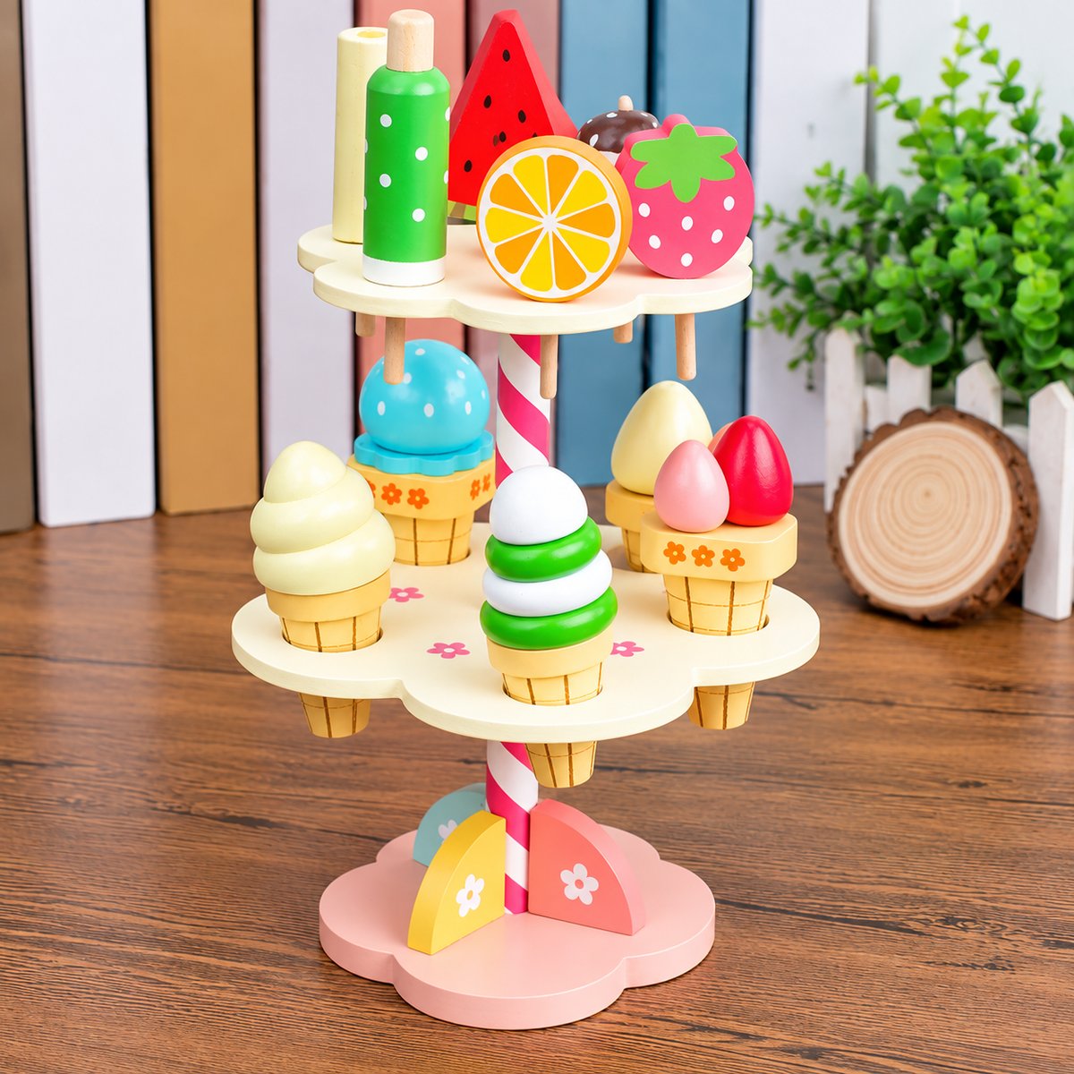 Wooden Ice Cream Dessert Stand