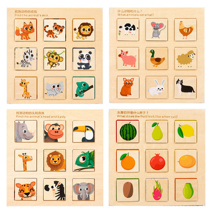Montessori Wooden Animal & Fruit Matching Puzzle Boards