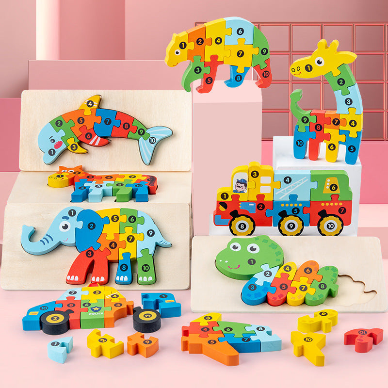 Wooden Animal Number Puzzle