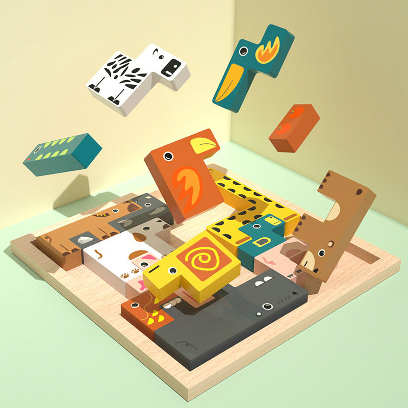 Wooden Vehicle Tetris Puzzle Blocks