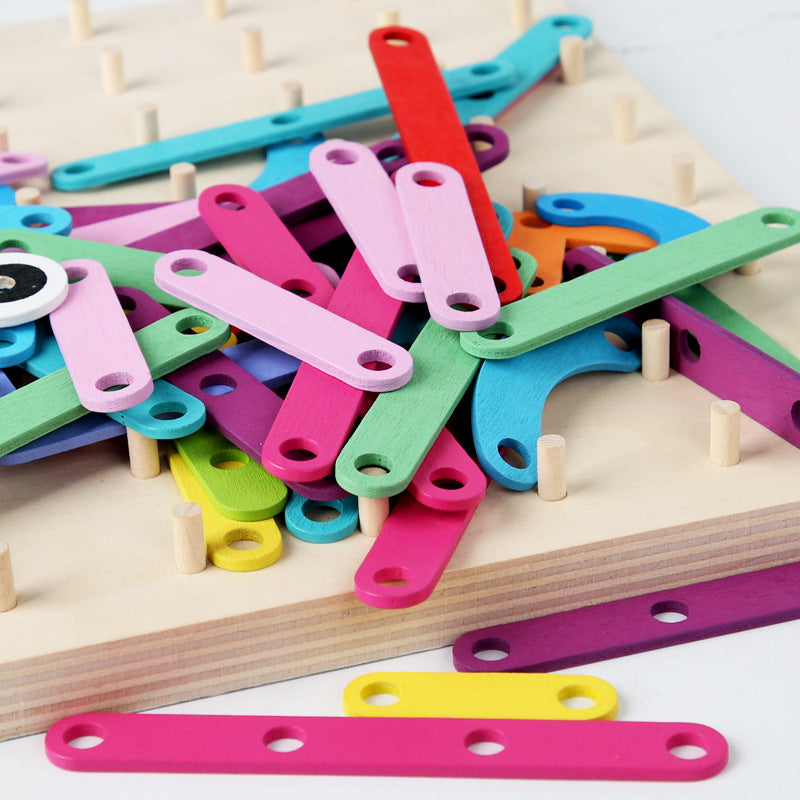 Wooden Pattern Pegboard Set
