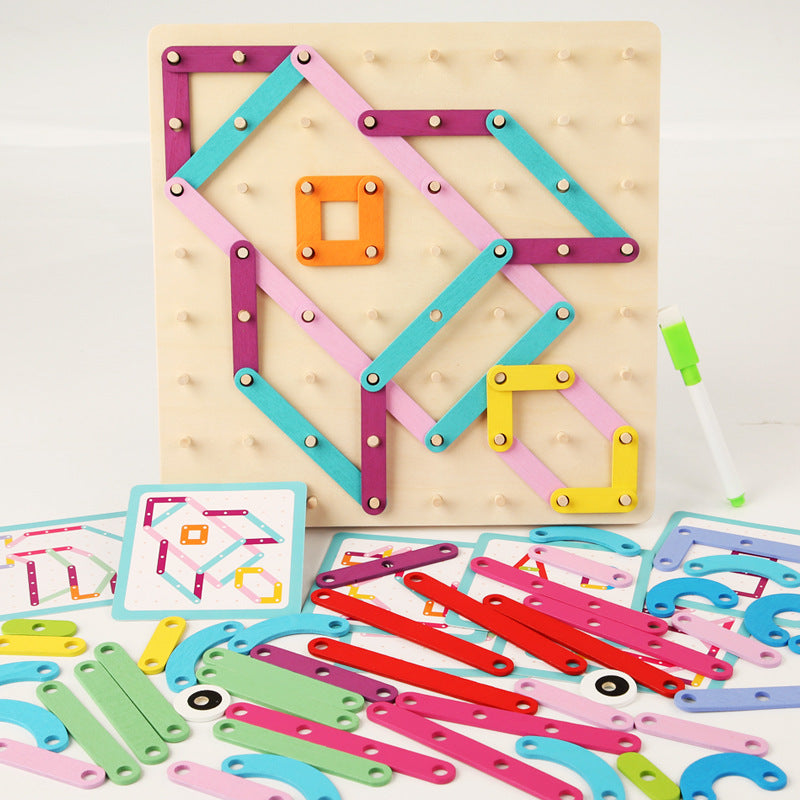 Wooden Pattern Pegboard Set