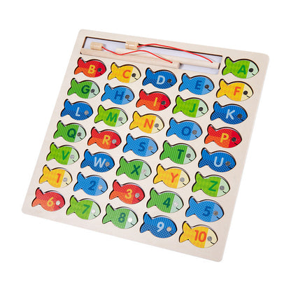 Wooden Magnetic Alphabet & Number Fishing Game