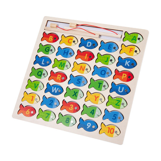 Wooden Magnetic Alphabet & Number Fishing Game