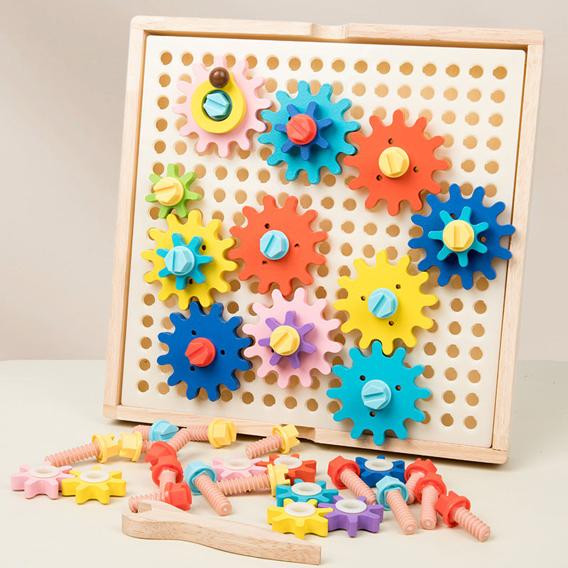 Wooden Gear Pegboard Puzzle