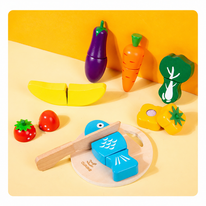 Montessori Wooden Fruit & Vegetable Cutting Play Food Set