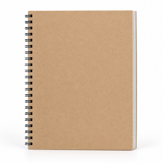 A4 Blank Kraft Cover Sketchbook, Side Spiral – 40 Sheets