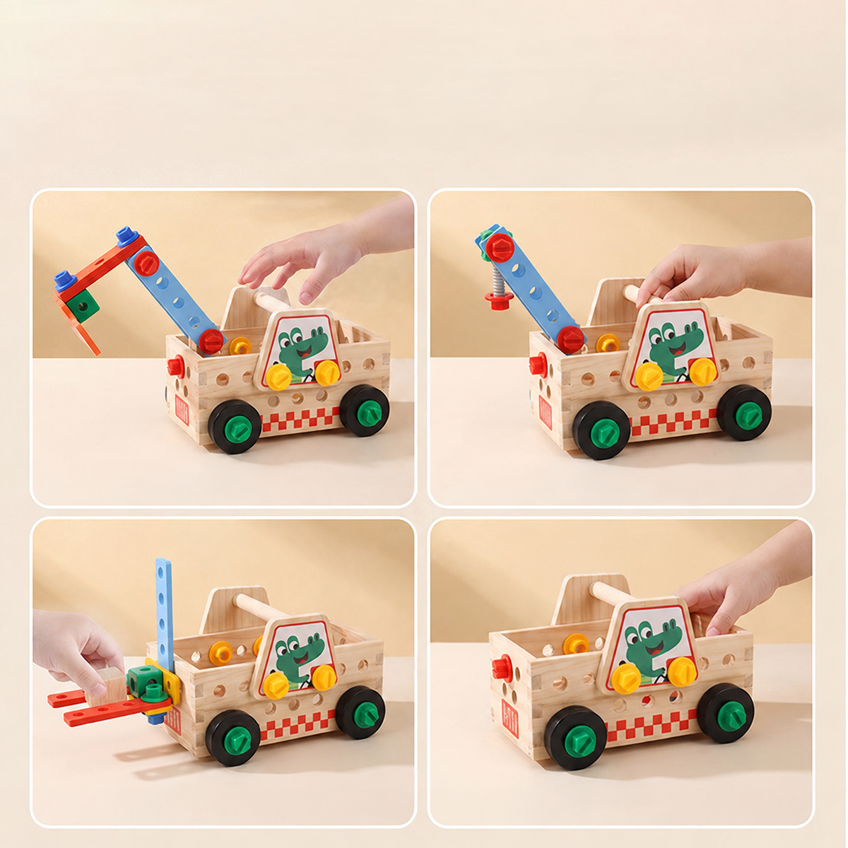 Montessori Wooden Bus Repair Screw & Nut Tool Se