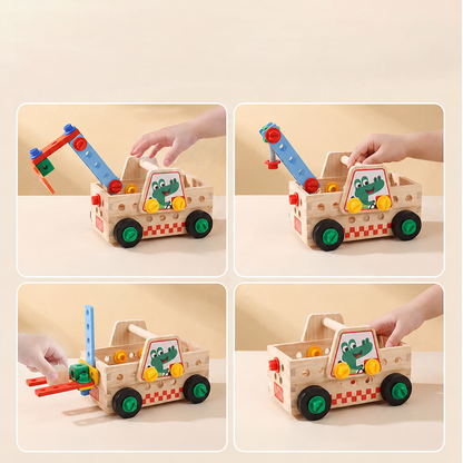 Montessori Wooden Bus Repair Screw & Nut Tool Se