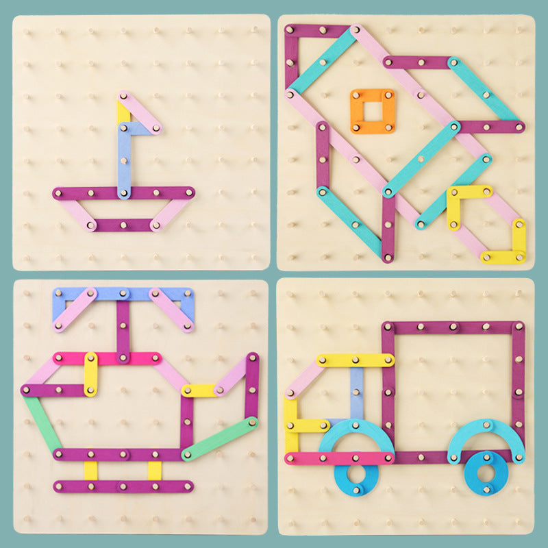 Wooden Pattern Pegboard Set