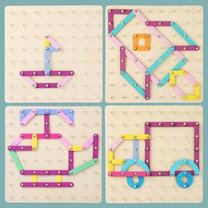 Wooden Pattern Pegboard Set