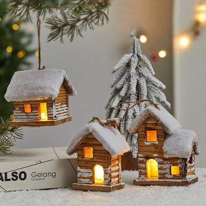 Light-Up Wooden Christmas House Tabletop Ornament