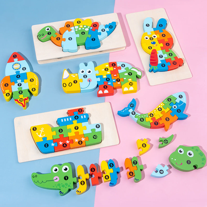 Wooden Animal Number Puzzle