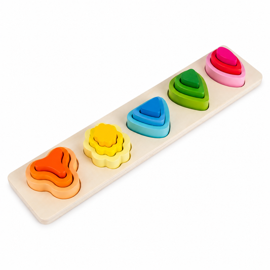 Wooden Gradient Shape Stacking & Size Matching Board 5 Column