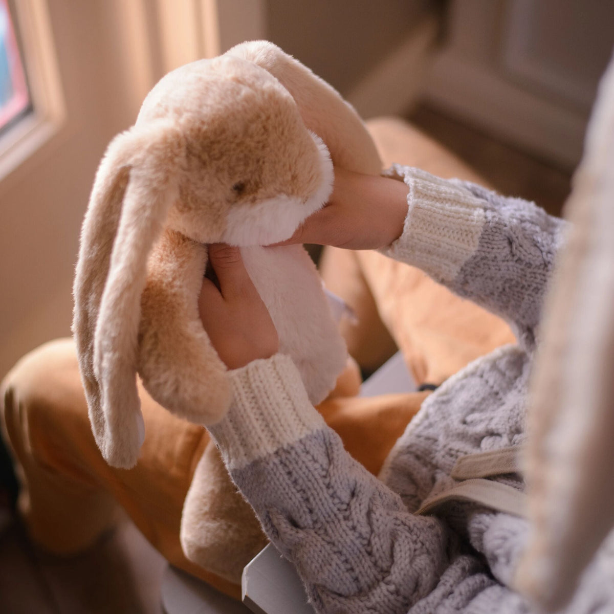 Little 12"  Floppy Nibble Bunny - Almond Joy