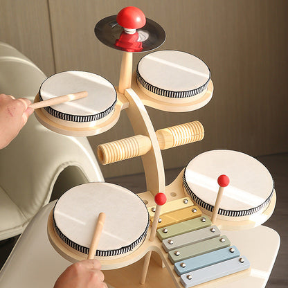 Wooden Multifunctional Drum & Xylophone Music Set