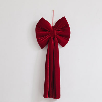 Large Burgundy Flocked Christmas Bow Ornament