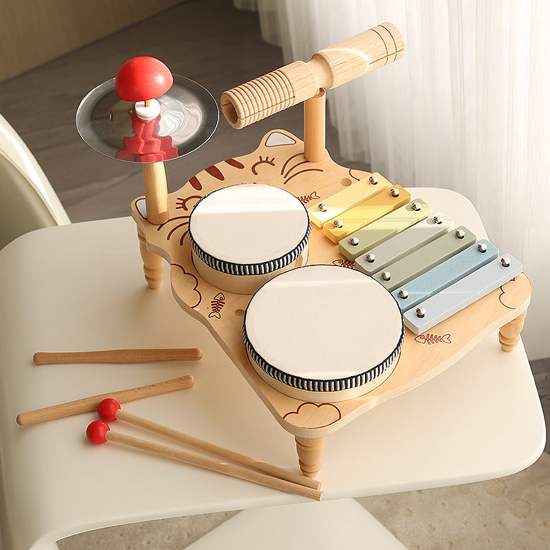 Wooden Multifunctional Drum & Xylophone Music Set