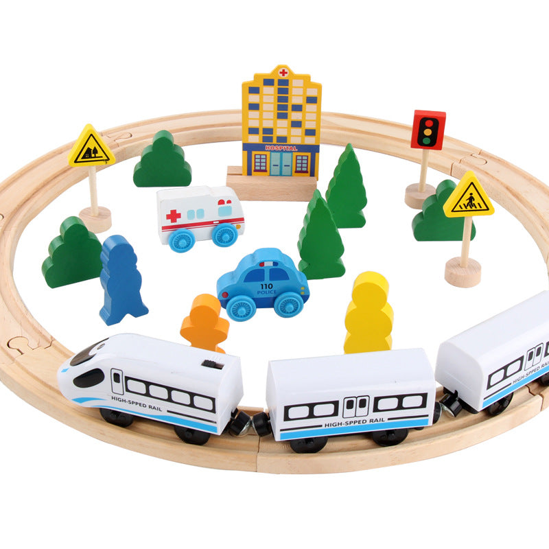 Wooden Electric Train Track Set