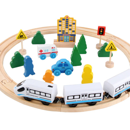 Wooden Electric Train Track Set
